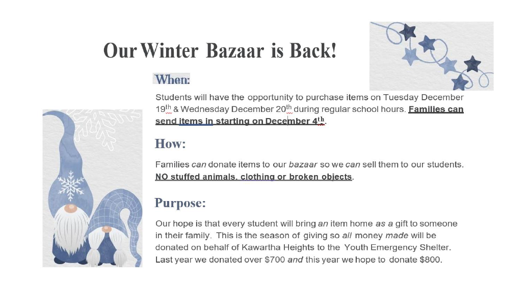 Our Winter Bazaar is Back!